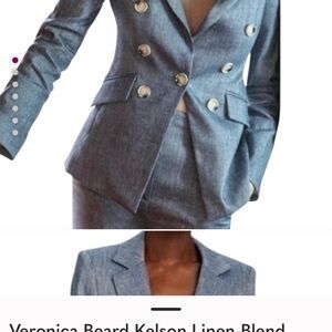 Veronica Beard Blue Tailored Blazer with Notched Lapels